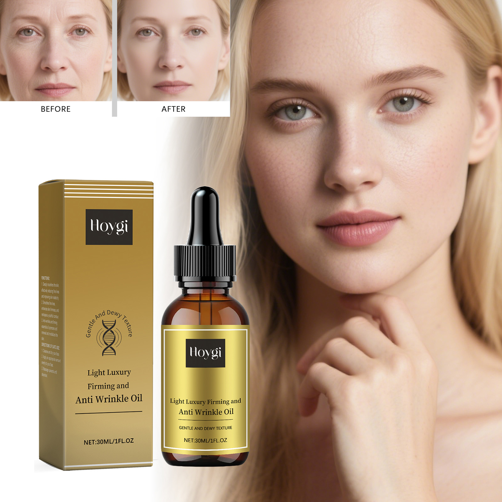 Silk Press Serum - Minyak Perawatan Wajah Pengencang, Anti Kerut,