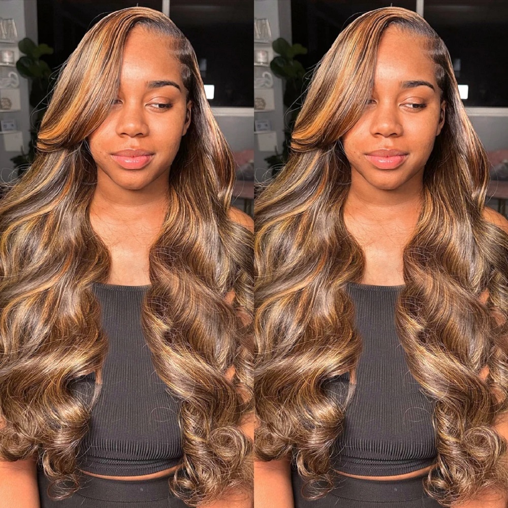Wig Rambut Asli HD Highlight 4 - Lace Front Wig ulasan dan harga