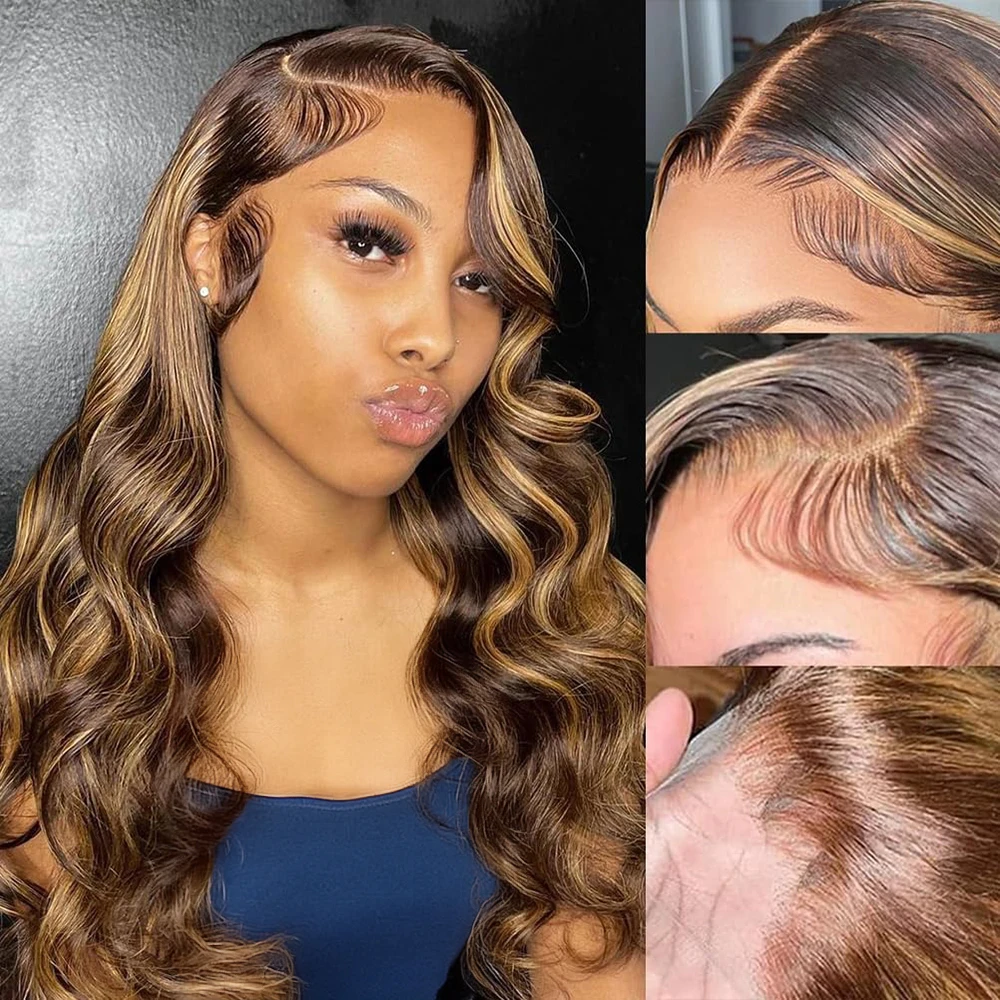 Wig Rambut Asli HD Highlight 4 - Lace Front Wig ulasan dan harga