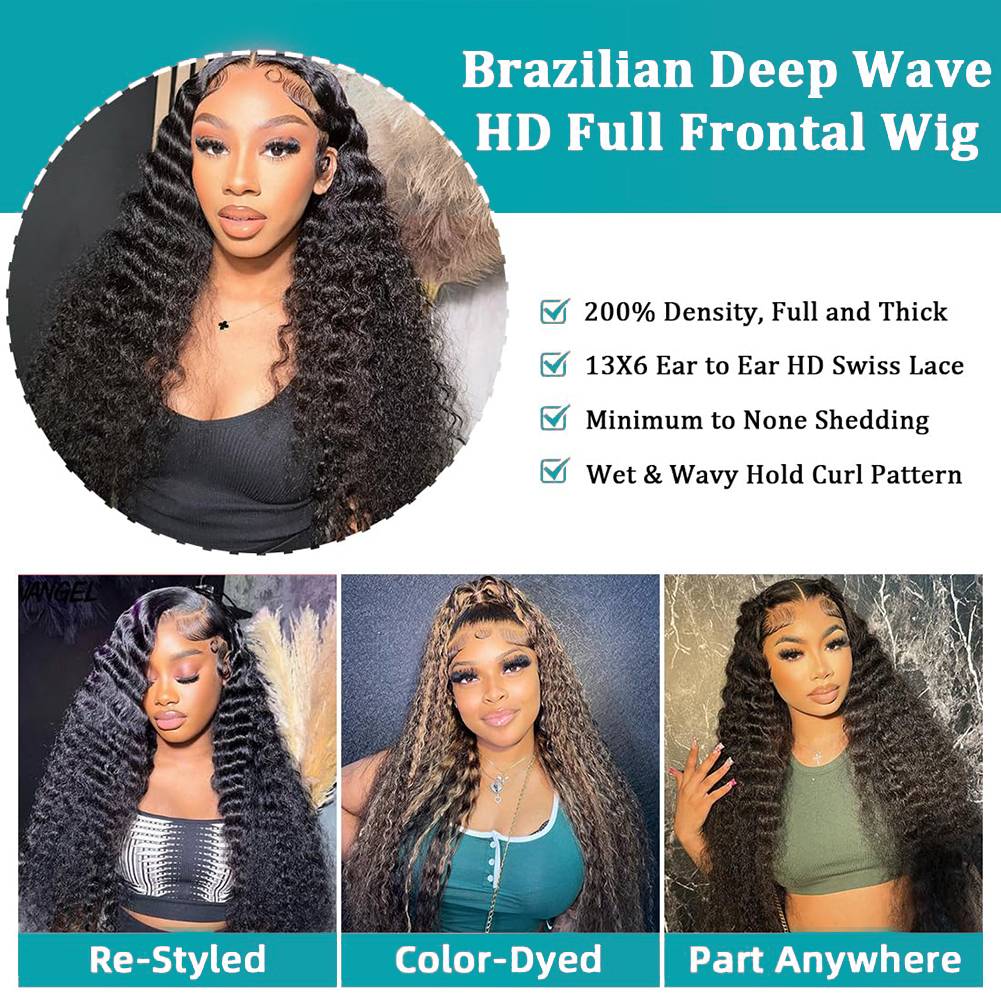 Wig Rambut Asli Deep Wave 40 4 - Lace Front Wig ulasan dan harga