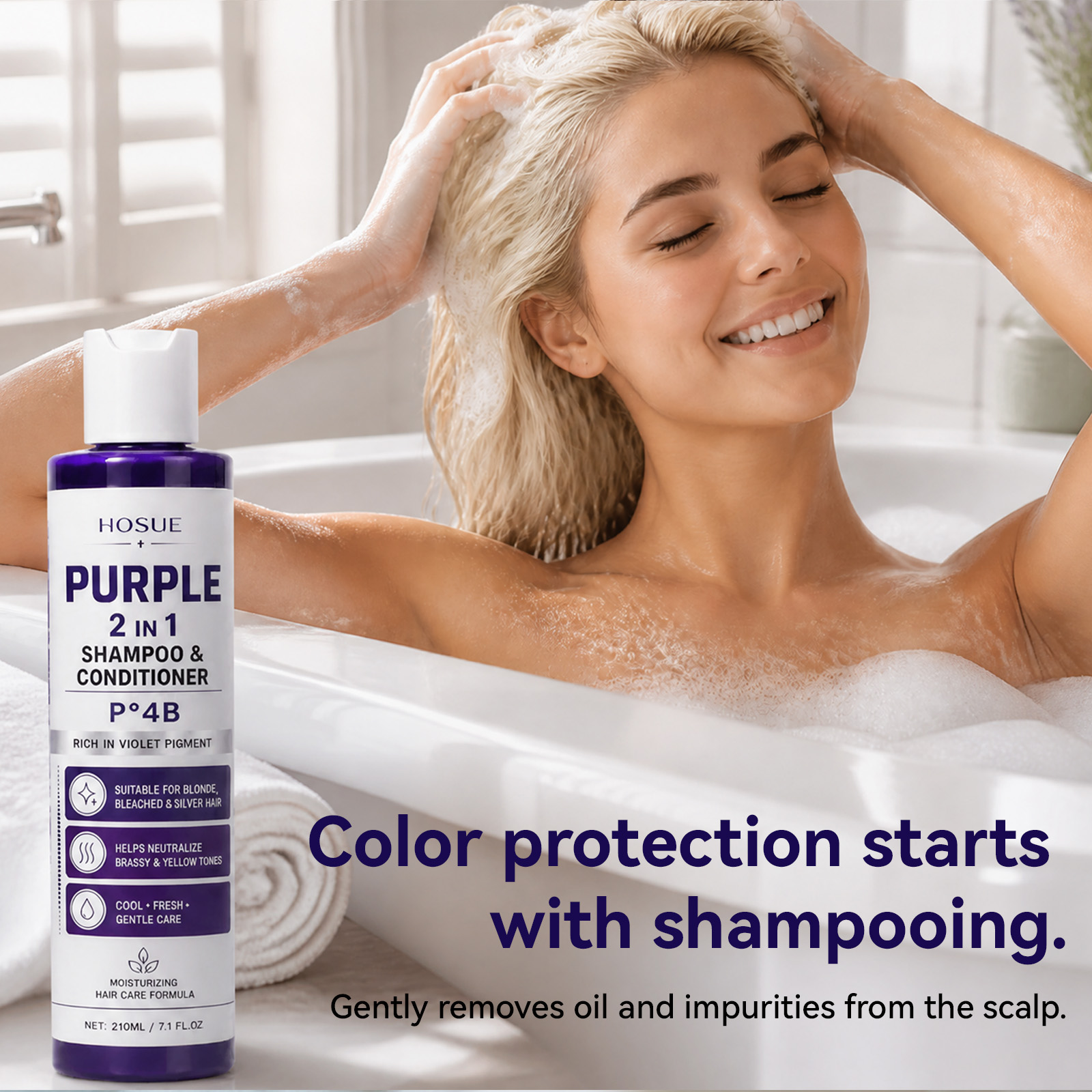 P ° 4B Purple Anti Yellowing 2 - Bond Repair Shampoo ulasan dan harga