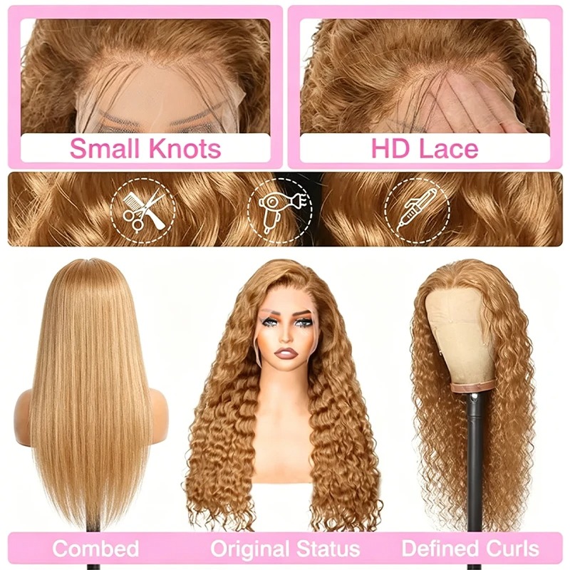 Wig Rambut Asli Pirang Madu 34 - Lace Front Wig ulasan dan harga
