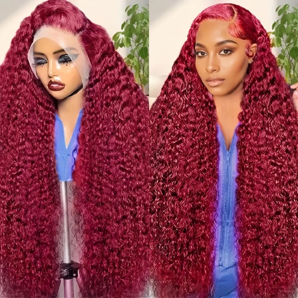 Wig Rambut Manusia Burgundy De - Lace Front Wig ulasan dan harga